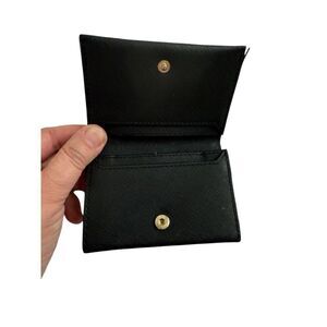 Kate Spade Womens Black Leather Snap Closure Gold Tone Bi-Fold Wallet
